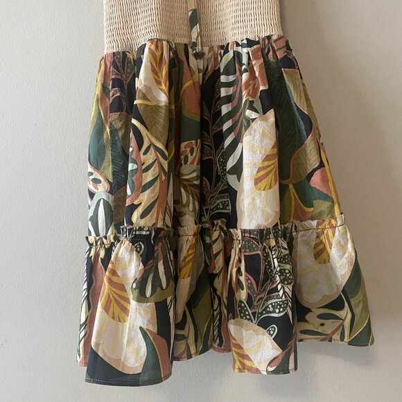 Handmade Children's Cream Multicolour Pattern Tie Spaghetti Strap Dress - Picture 8 of 13